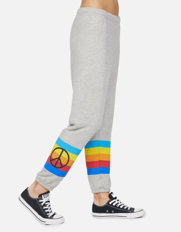 Women039s Alana Peace Rays Heather Grey Lauren Moshi Crop Sweatpants