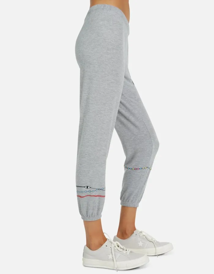 Women039s Alana Prayer Hands Heather Grey Lauren Moshi Crop Sweatpants