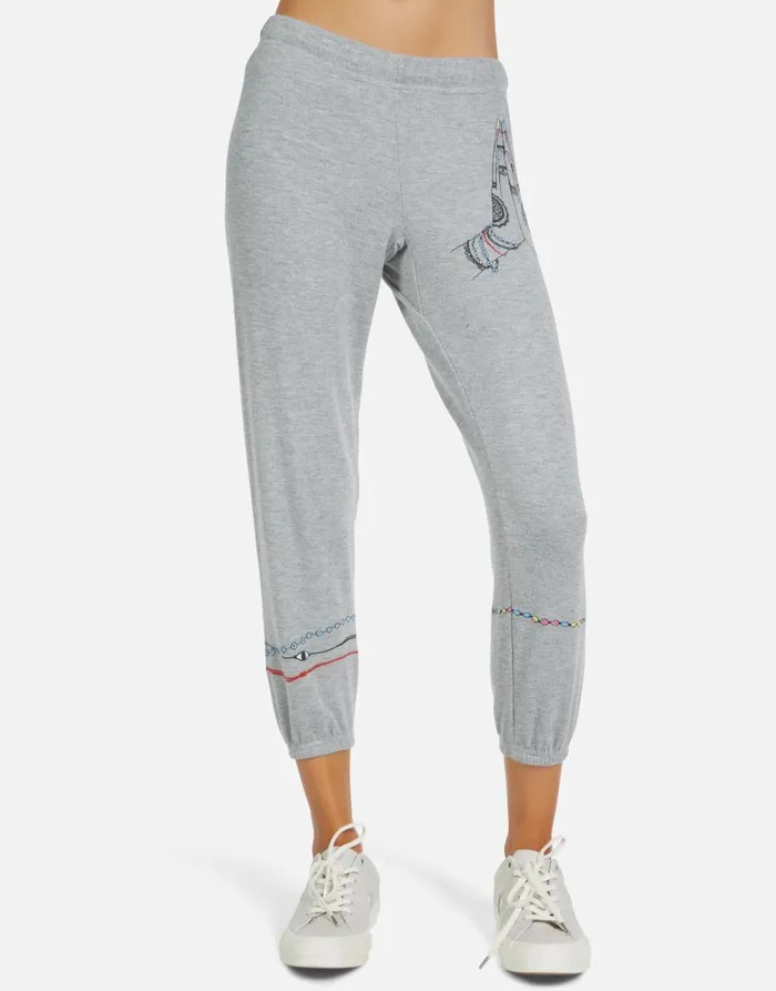 Women039s Alana Prayer Hands Heather Grey Lauren Moshi Crop Sweatpants