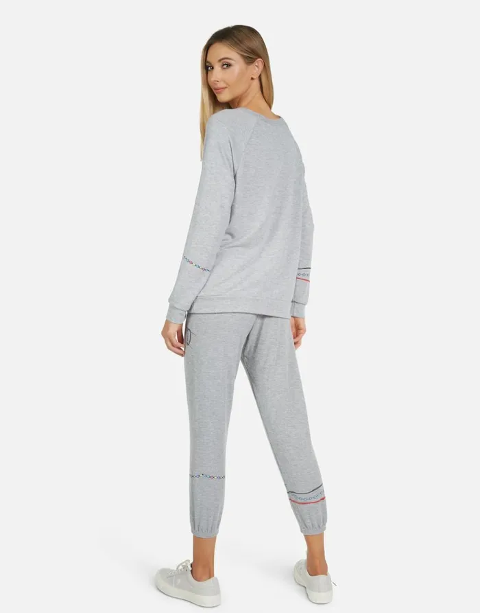 Women039s Alana Prayer Hands Heather Grey Lauren Moshi Crop Sweatpants