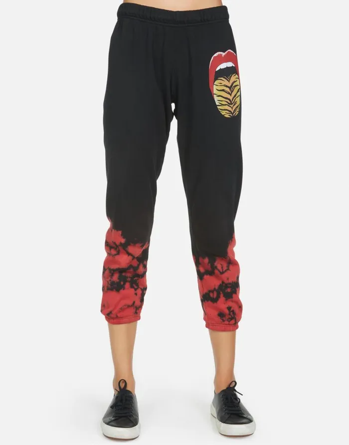 Women039s Alana Tiger Tongue Black Lauren Moshi Crop Sweatpants