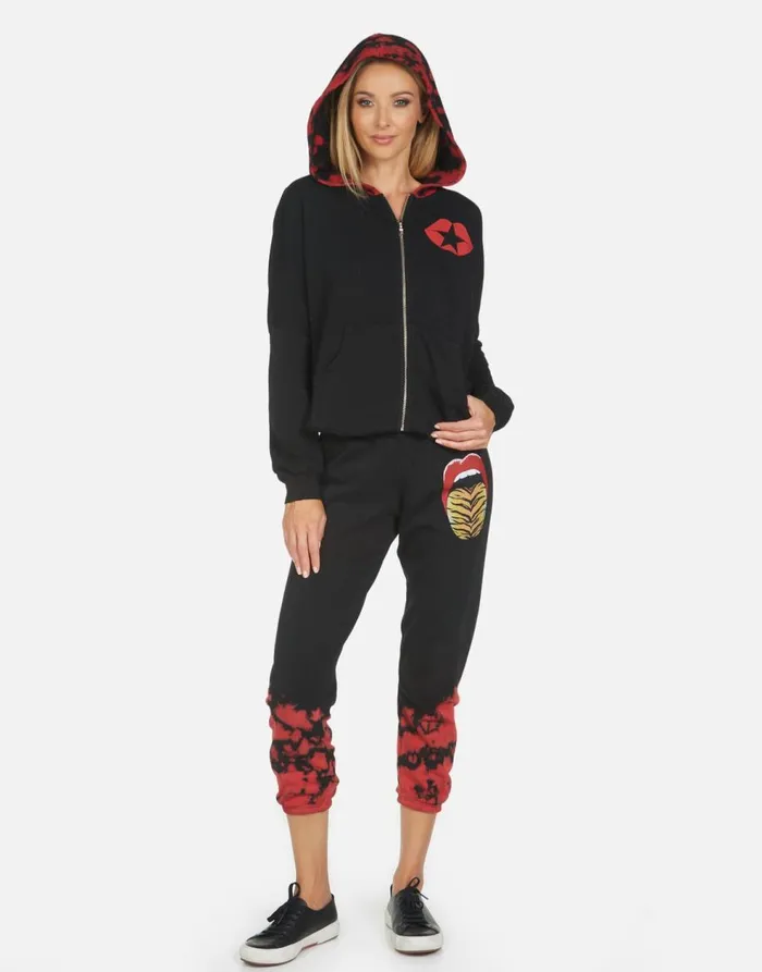 Women039s Alana Tiger Tongue Black Lauren Moshi Crop Sweatpants