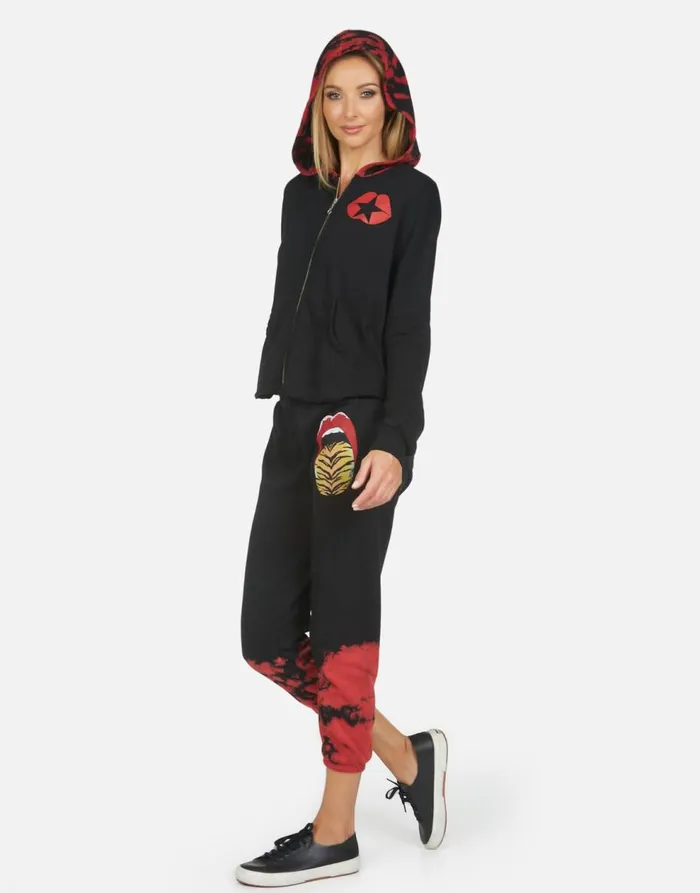 Women039s Alana Tiger Tongue Black Lauren Moshi Crop Sweatpants