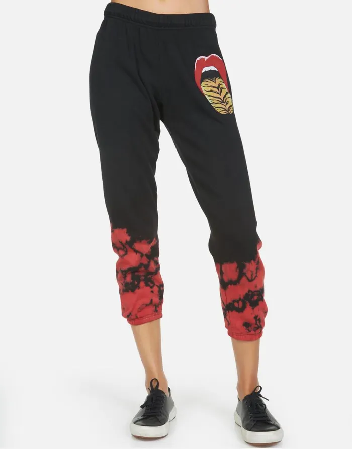 Women039s Alana Tiger Tongue Black Lauren Moshi Crop Sweatpants