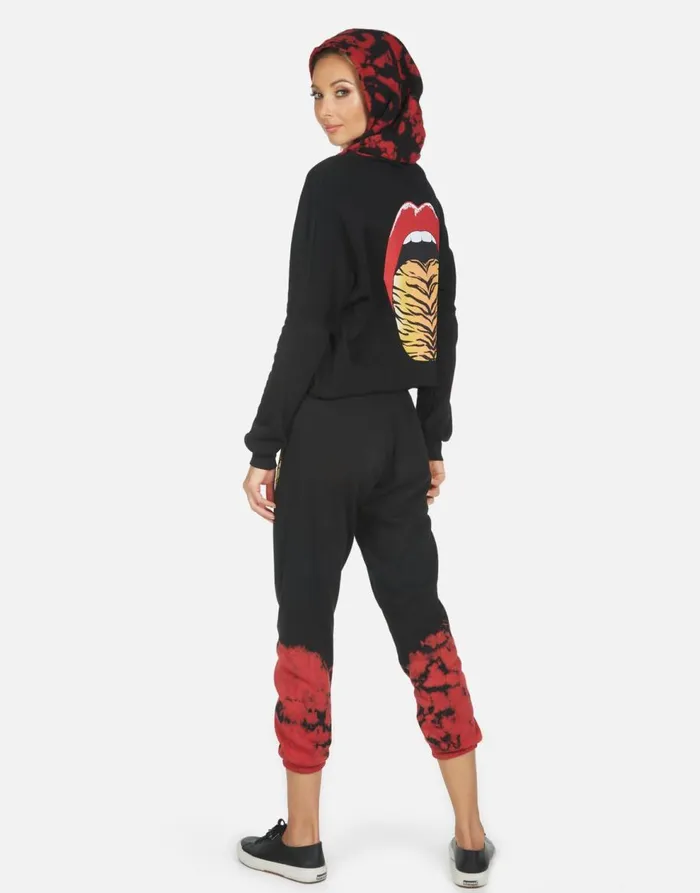 Women039s Alana Tiger Tongue Black Lauren Moshi Crop Sweatpants