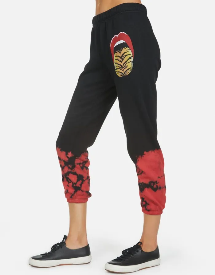 Women039s Alana Tiger Tongue Black Lauren Moshi Crop Sweatpants