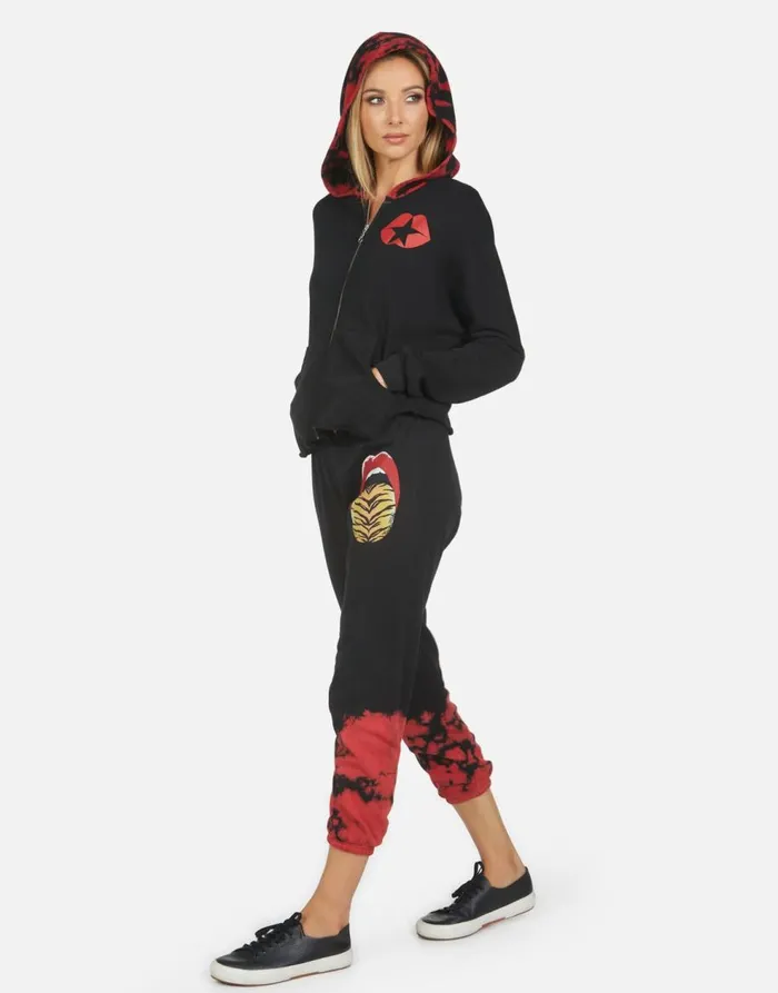Women039s Alana Tiger Tongue Black Lauren Moshi Crop Sweatpants