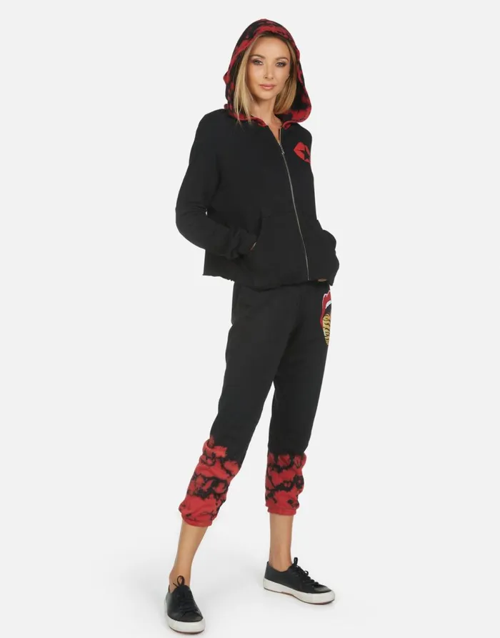 Women039s Alana Tiger Tongue Black Lauren Moshi Crop Sweatpants