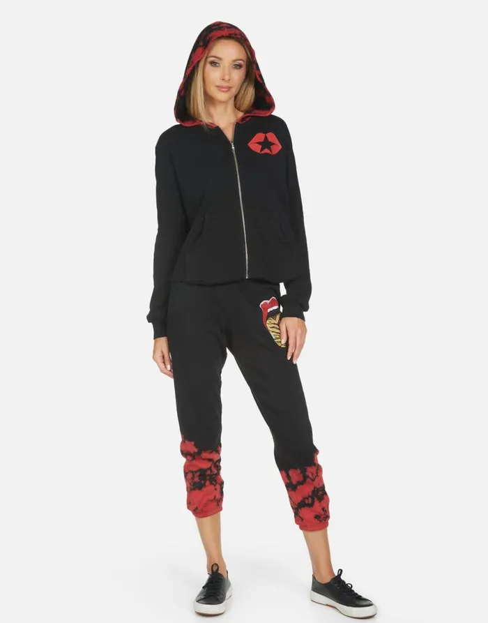 Women039s Alana Tiger Tongue Black Lauren Moshi Crop Sweatpants