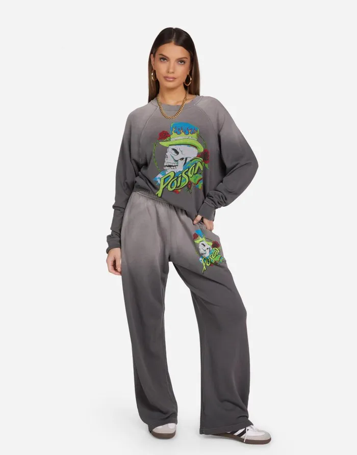 Women039s Anela Neon Poison Skull Lt Onyx Ombre Lauren Moshi Long Sleeve