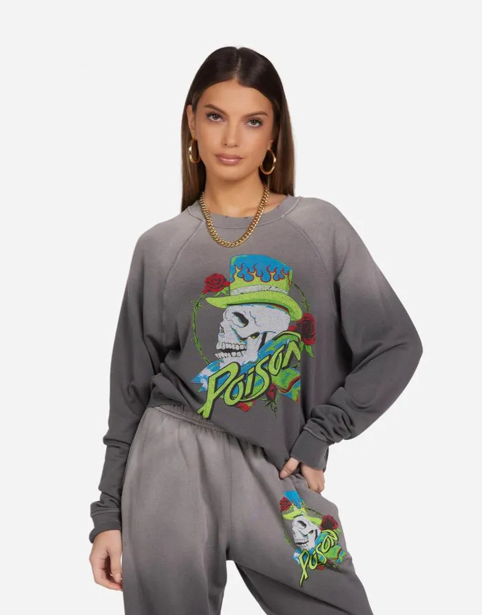 Women039s Anela Neon Poison Skull Lt Onyx Ombre Lauren Moshi Long Sleeve