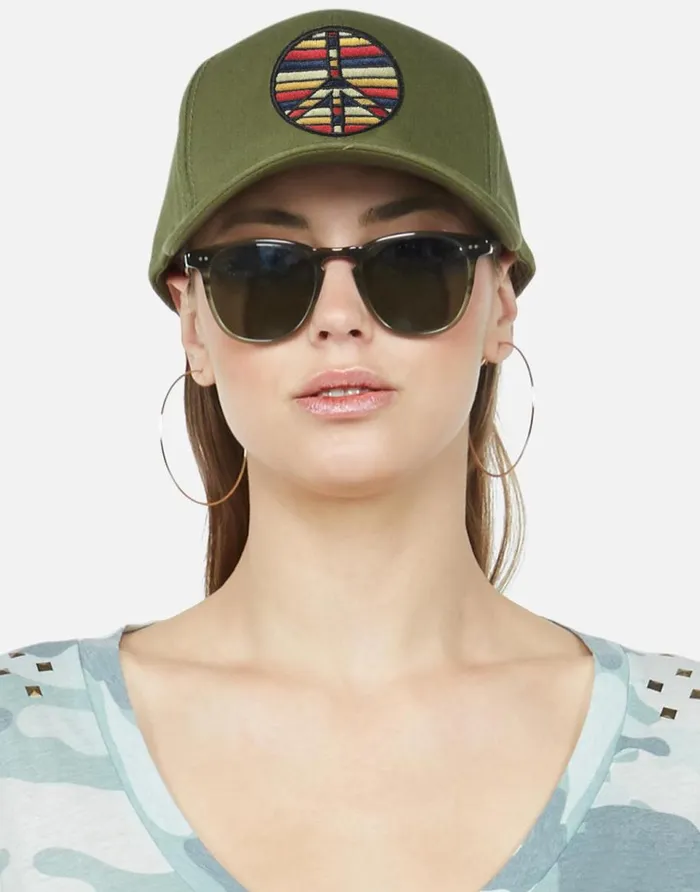 Women039s Bay Rainbow Stripe Peace Military Lauren Moshi Hats