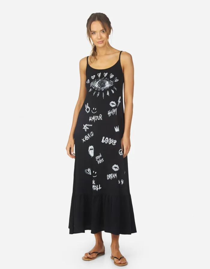 Women039s Beatrix Doodle Elements Black Lauren Moshi Dresses