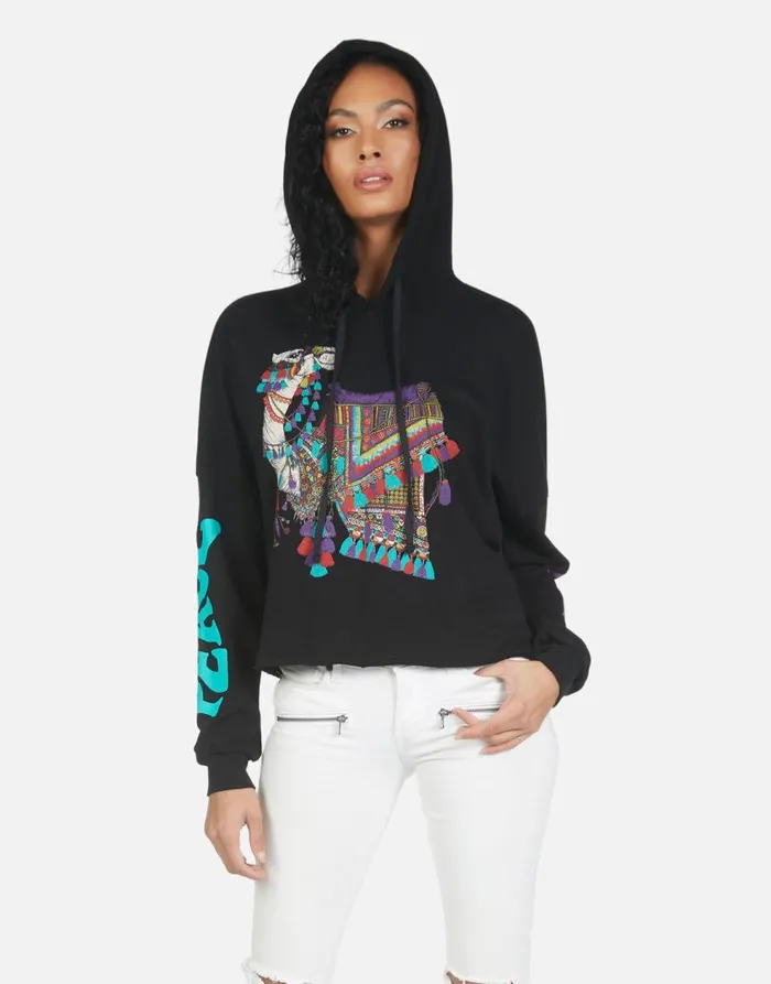 Women039s Cambry Peace Love Camel Black Lauren Moshi Hoodies