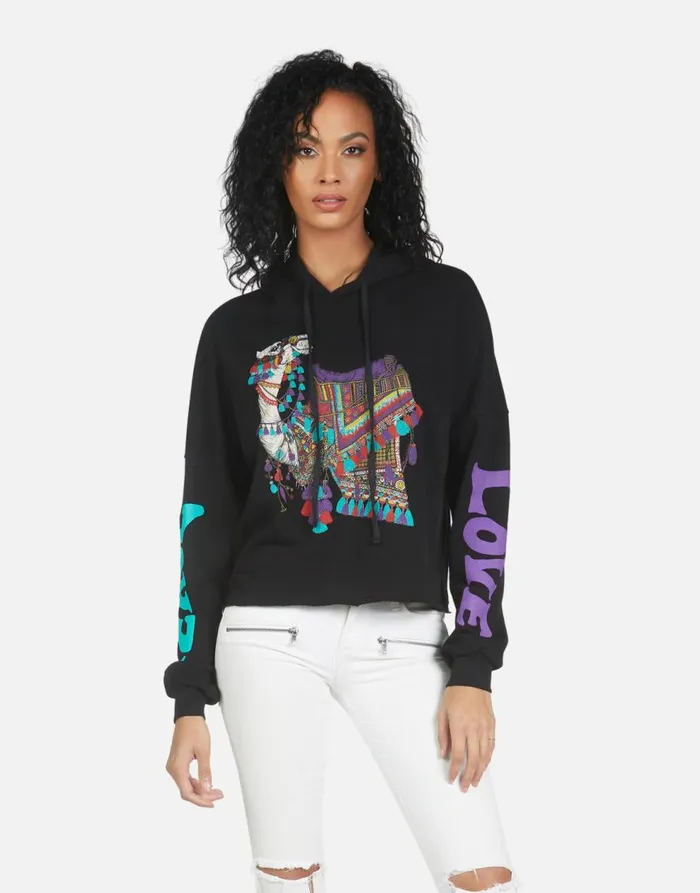 Women039s Cambry Peace Love Camel Black Lauren Moshi Hoodies