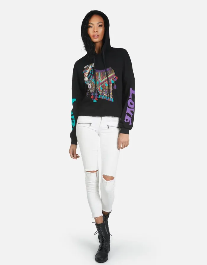 Women039s Cambry Peace Love Camel Black Lauren Moshi Hoodies