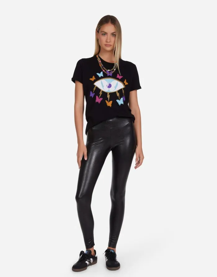 Women039s Edda Butterfly Eye Black Lauren Moshi Short Sleeve