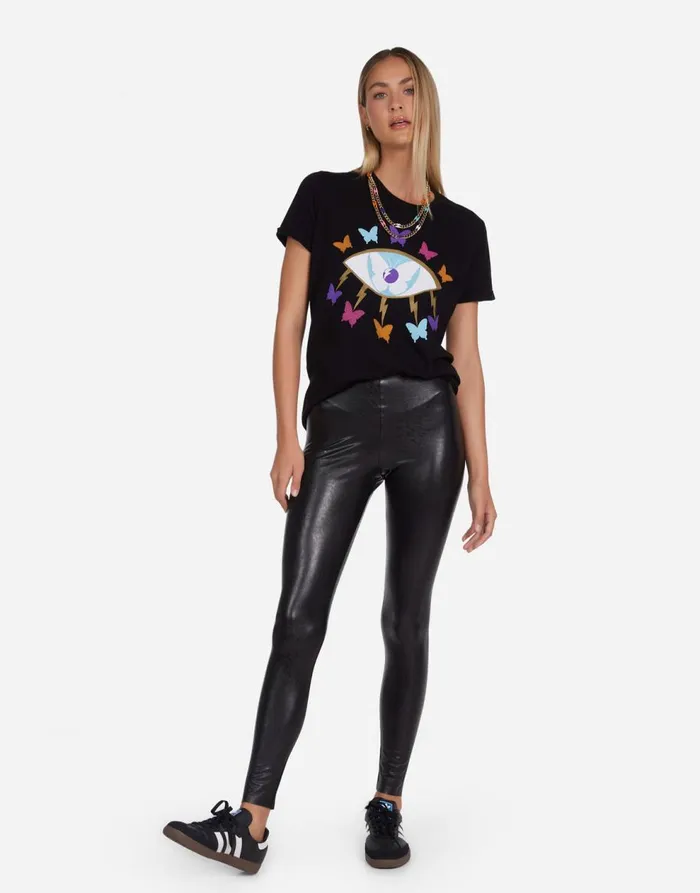 Women039s Edda Butterfly Eye Black Lauren Moshi Short Sleeve