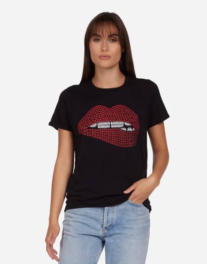 Women039s Edda Elements Biting Lip Black Lauren Moshi Short Sleeve