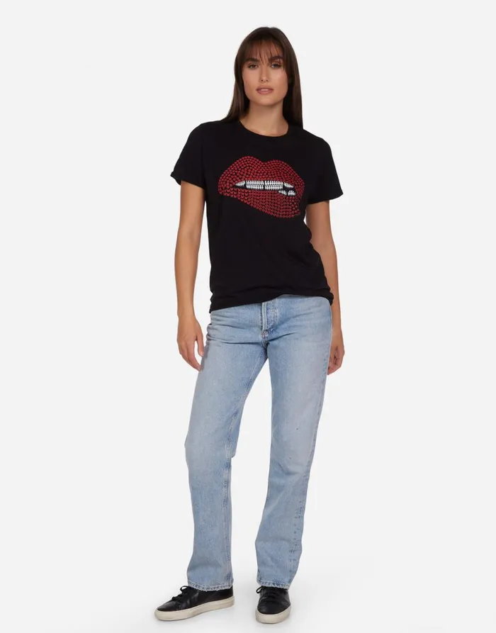 Women039s Edda Elements Biting Lip Black Lauren Moshi Short Sleeve