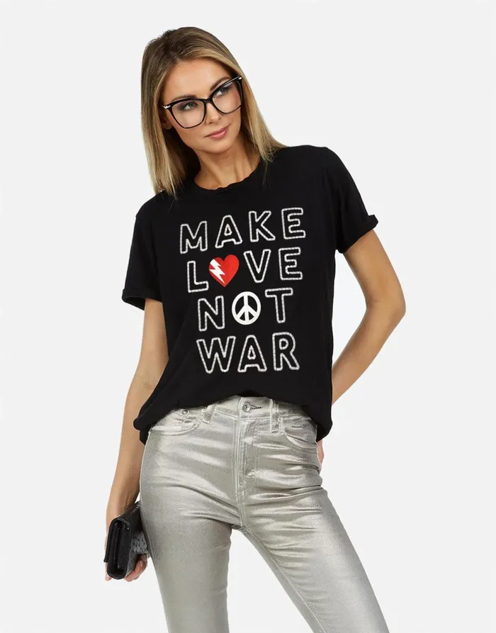 Women039s Edda X Make Love Not War White Lauren Moshi Short Sleeve
