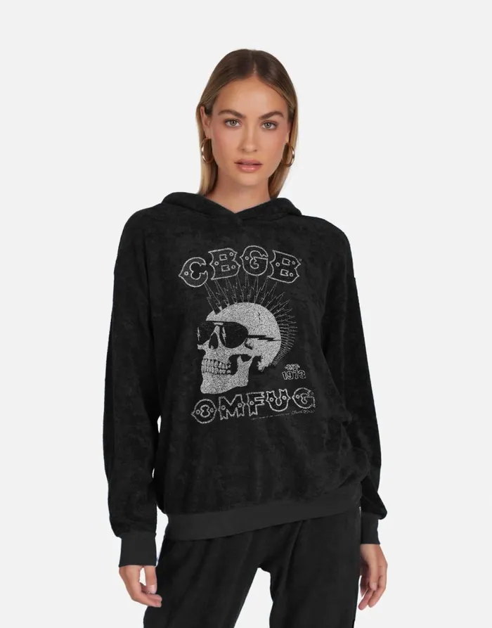 Women039s Harmony Crystal CBGB Punk Skull Black Lauren Moshi Long Sleeve