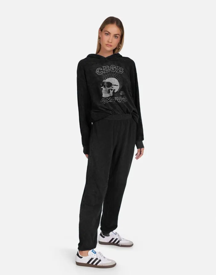 Women039s Harmony Crystal CBGB Punk Skull Black Lauren Moshi Long Sleeve