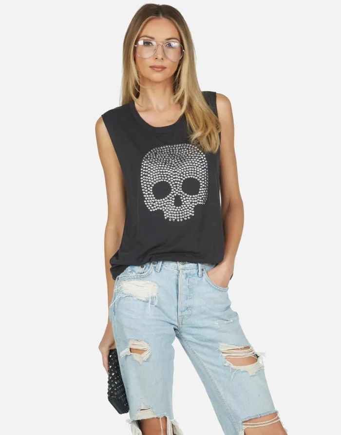 Women039s Kel Nailhead Skull Onyx Lauren Moshi Tanks