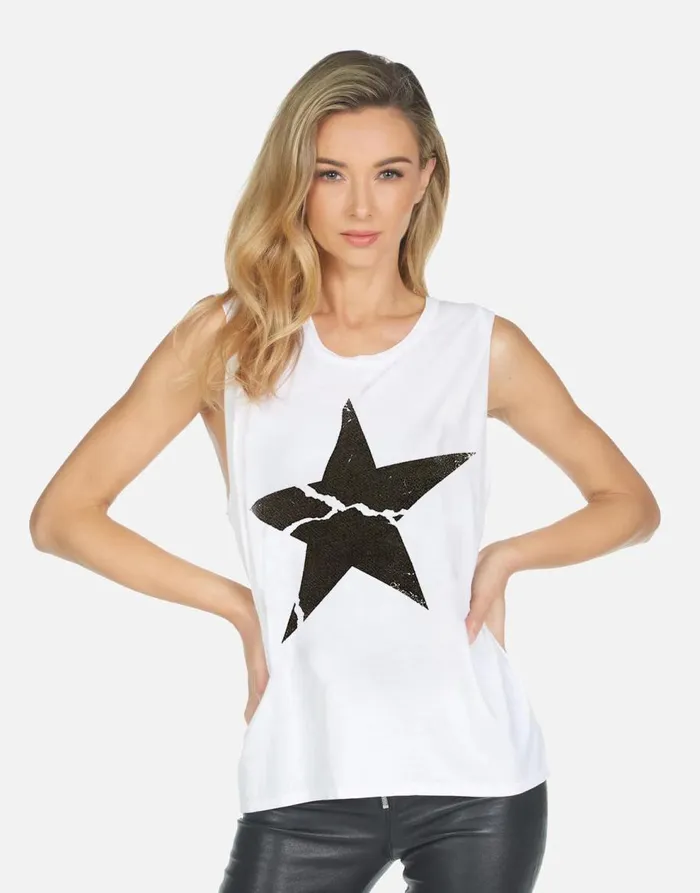 Women039s Kel X Cracked Star White Lauren Moshi Short Sleeve