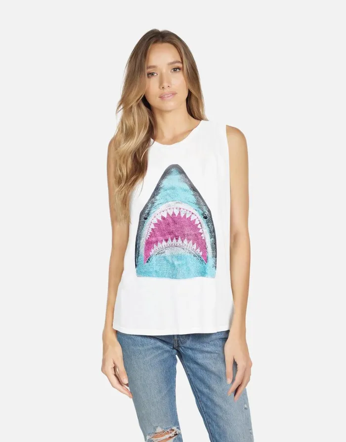 Women039s Kel X Crystal Shark White Lauren Moshi Tanks