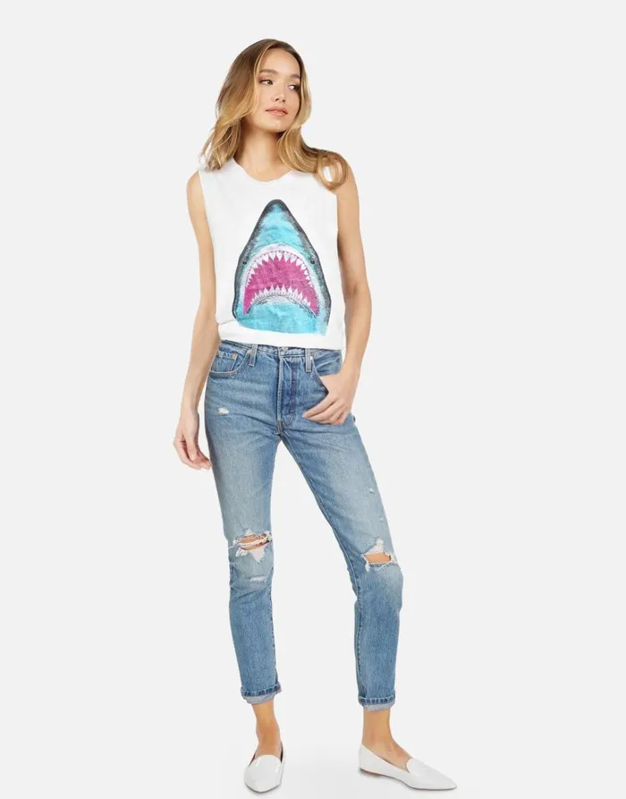 Women039s Kel X Crystal Shark White Lauren Moshi Tanks