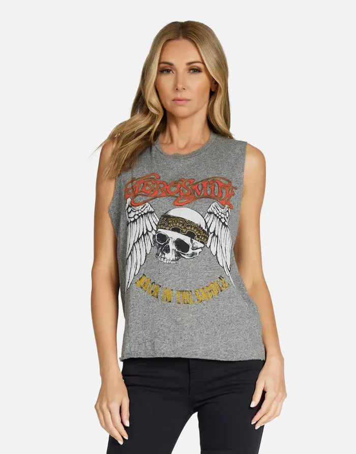 Women039s Kinzington Aerosmith Skull Heather Grey Lauren Moshi Tanks