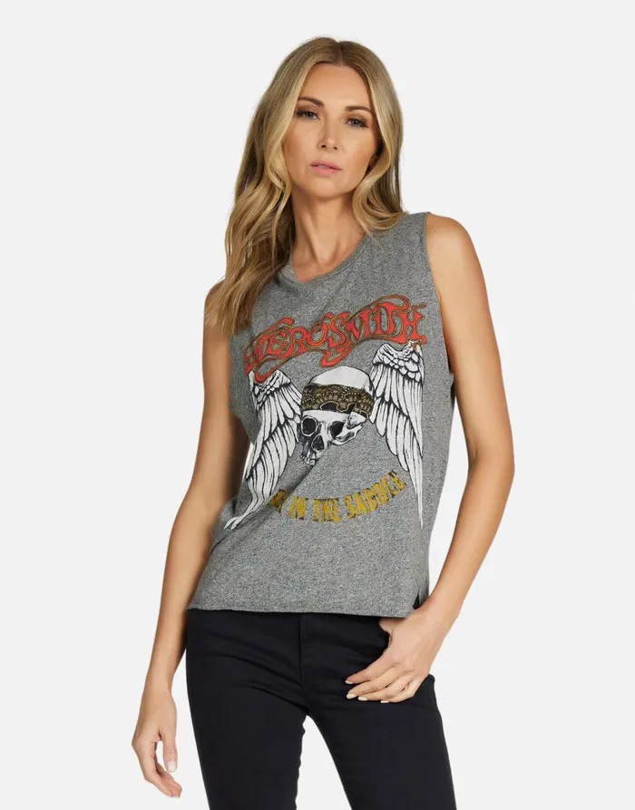 Women039s Kinzington Aerosmith Skull Heather Grey Lauren Moshi Tanks