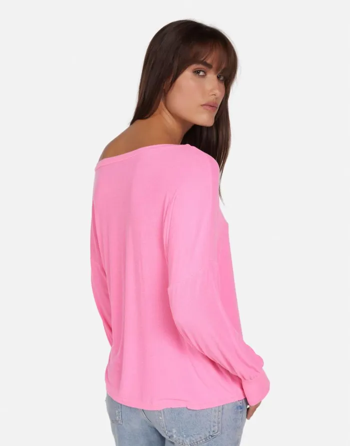 Women039s Krista X Lightning Butterfly Neon Pink Lauren Moshi Long Sleeve
