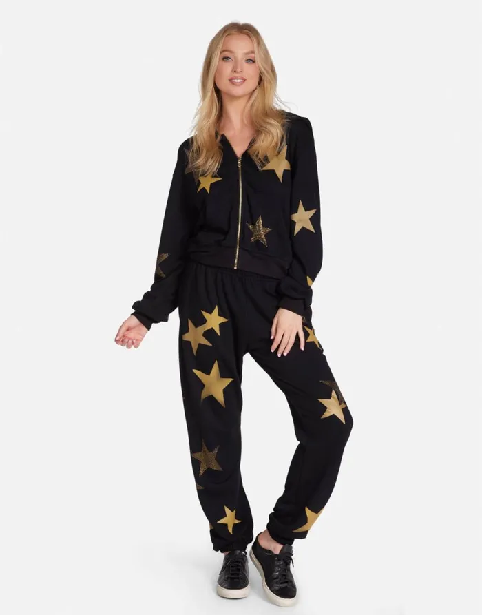 Women039s Lachelle Gold Crystal Multi Stars Black Lauren Moshi Hoodies