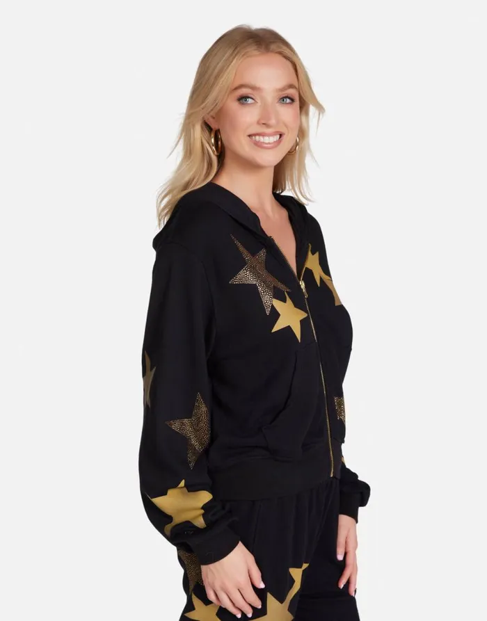 Women039s Lachelle Gold Crystal Multi Stars Black Lauren Moshi Hoodies