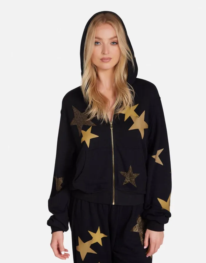 Women039s Lachelle Gold Crystal Multi Stars Black Lauren Moshi Hoodies
