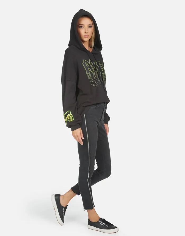 Women039s Lila ACDC Neon Stud Onyx Lauren Moshi Hoodies