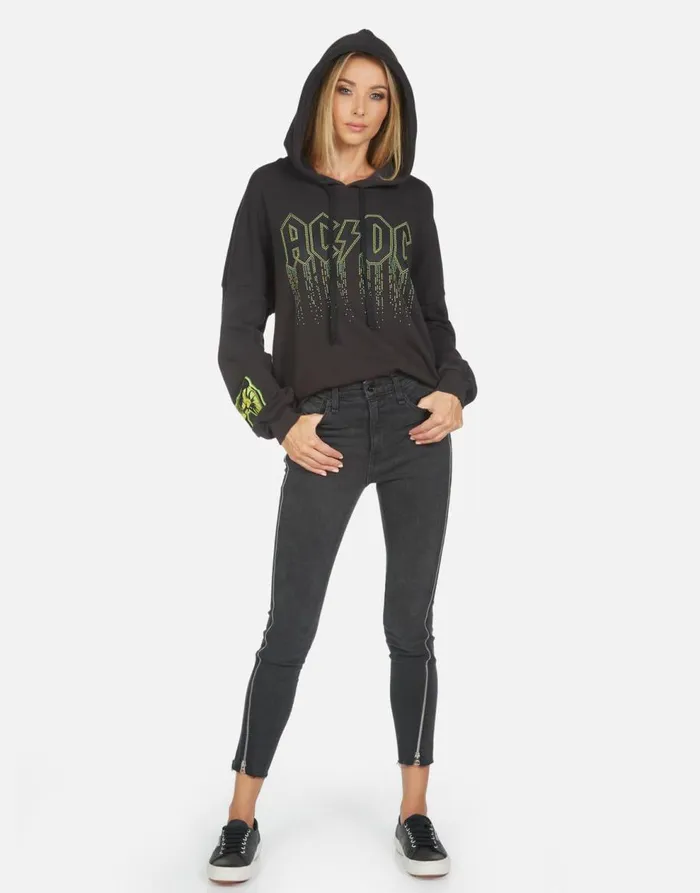 Women039s Lila ACDC Neon Stud Onyx Lauren Moshi Hoodies