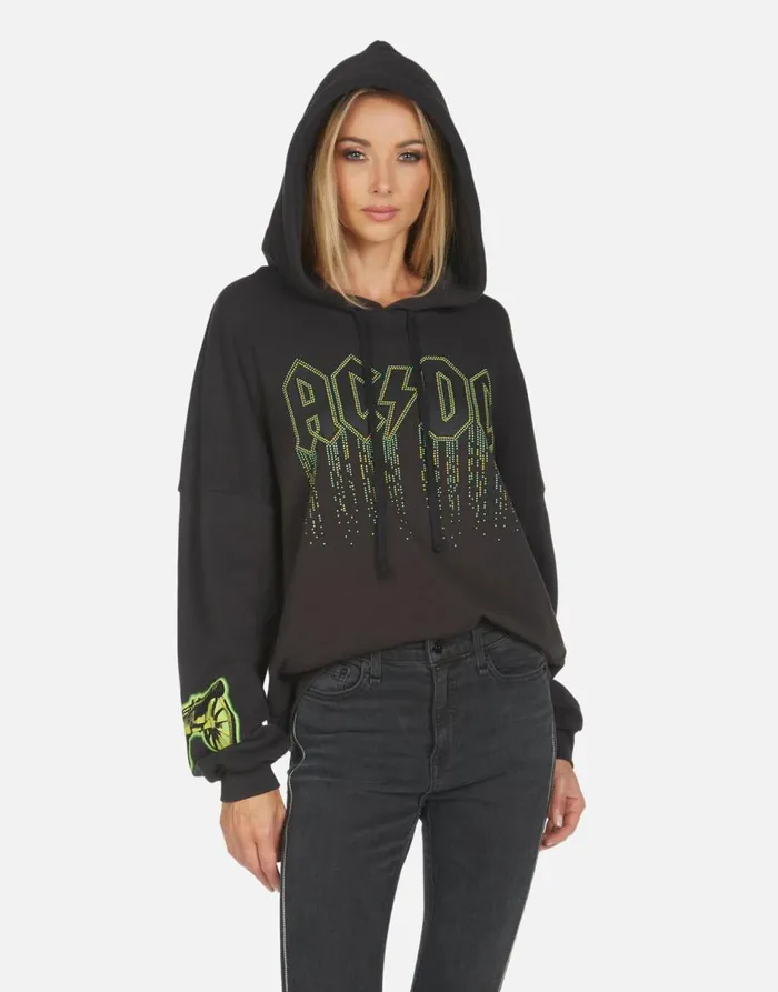 Women039s Lila ACDC Neon Stud Onyx Lauren Moshi Hoodies