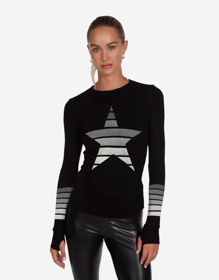 Women039s McKinley Ombre Star Black Lauren Moshi Long Sleeve