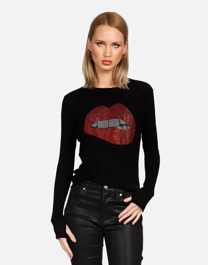 Women039s Mckinley XR Crystal Biting Lip Black Lauren Moshi Long Sleeve
