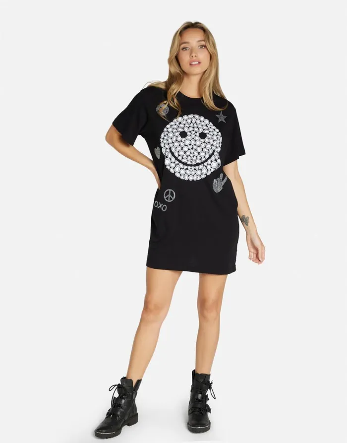 Women039s Misty Diamond Happyface Black Lauren Moshi Dresses