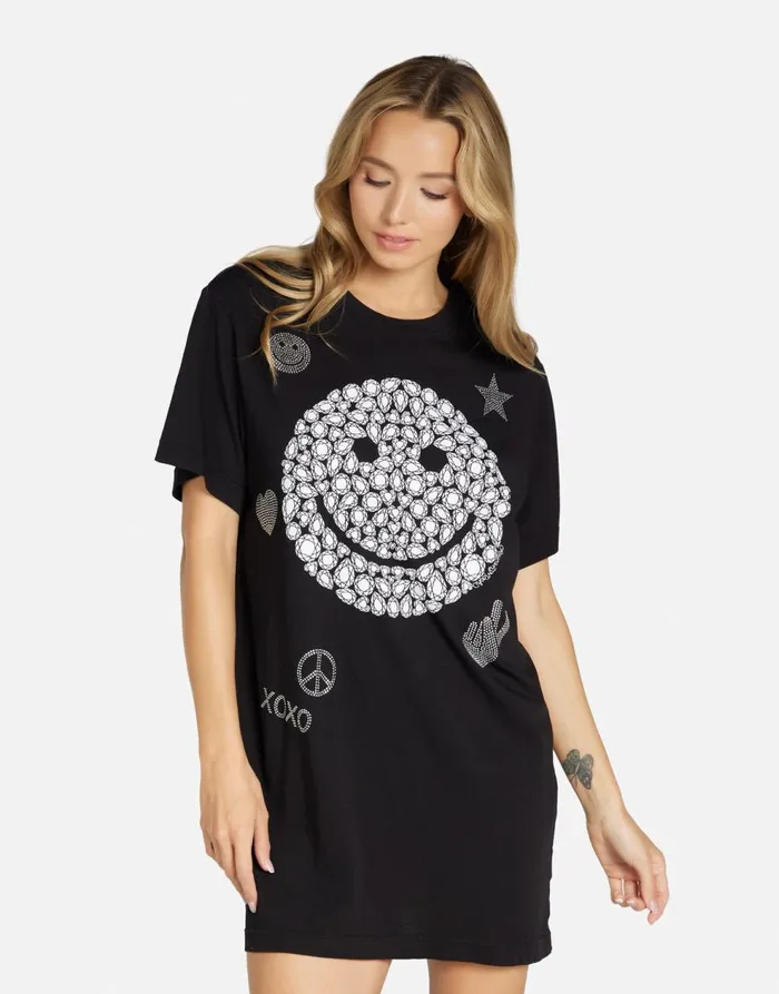 Women039s Misty Diamond Happyface Black Lauren Moshi Dresses