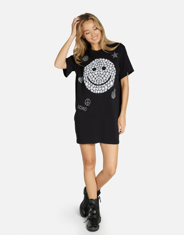 Women039s Misty Diamond Happyface Black Lauren Moshi Dresses