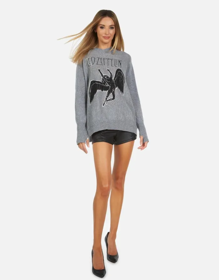 Women039s Namiko Led Zeppelin Outline Charcoal Lauren Moshi Sweaters and Knits