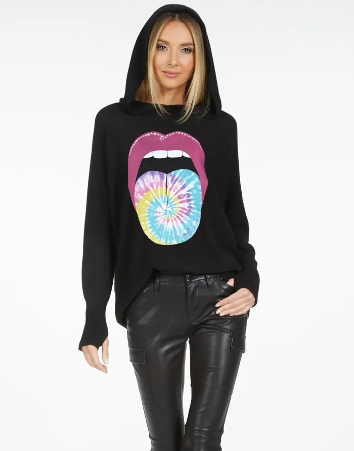 Women039s Namiko X Tie Dye Tongue Black Lauren Moshi Sweaters and Knits