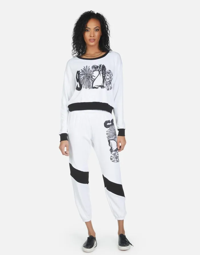 Women039s Ophelia 90210 White Lauren Moshi Long Sweatpants