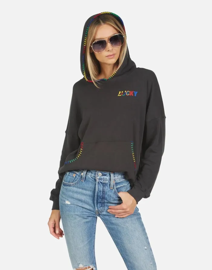 Women039s Raya Lucky Happy Face Onyx Lauren Moshi Hoodies