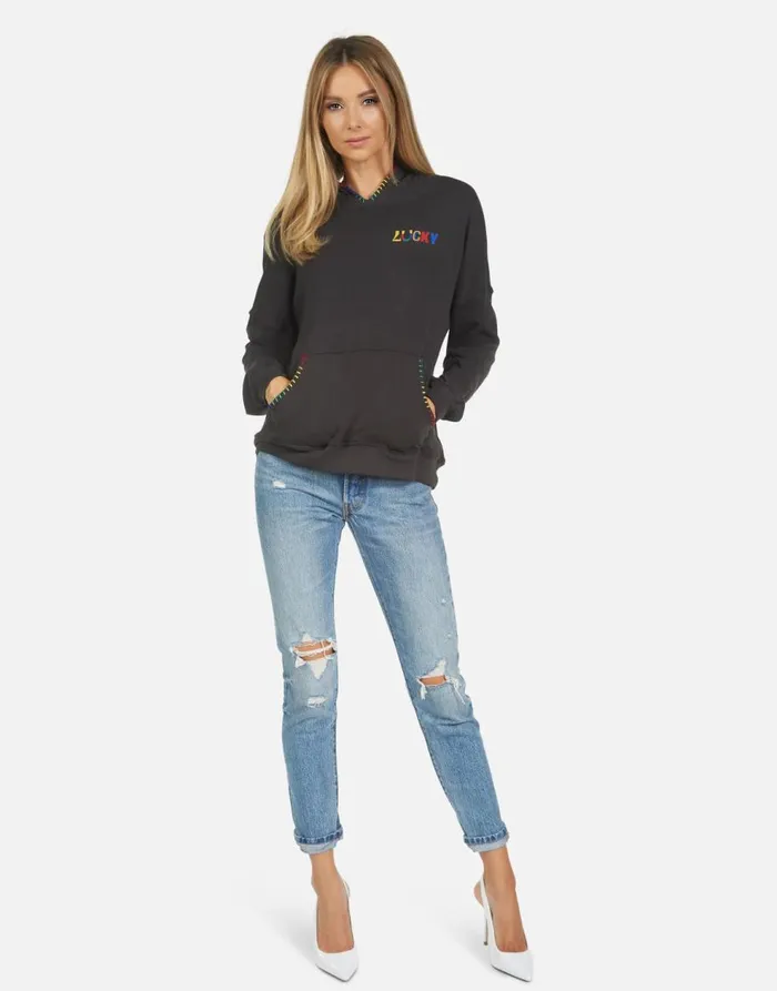 Women039s Raya Lucky Happy Face Onyx Lauren Moshi Hoodies